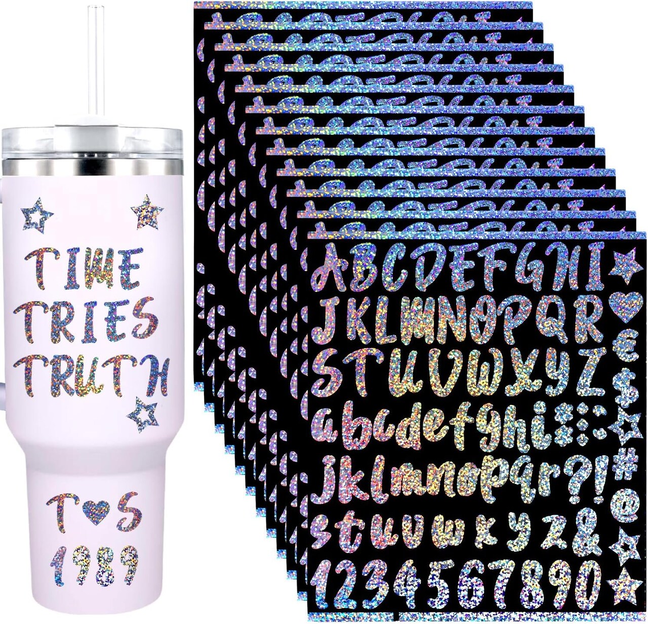 12 Sheets Vinyl Letters Stickers for Stanley Cups, 1 Inch Waterproof Capital Alphabet